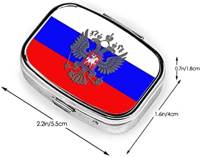 Russian Eagle emblem Flag Square Mini Caso Case de viagens Medicina Organizador Compartamentos portáteis Caixa de comprimidos