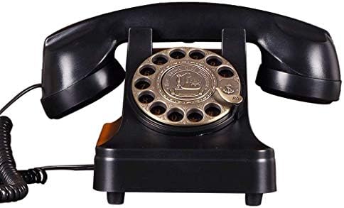PDGJG Rotário Dial Telefone Retro antiquado telefonea fixo com campainha de metal clássica, telefone com cordão com alto -falante e