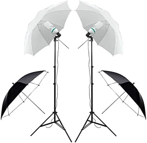 Llamn Studio Umbrella Foto Iluminação Kit de cenário + 4 cenários + 2 guarda -chuvas + 2 * 135 w lâmpadas + refletor