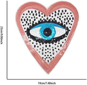 Qusmeiyici 3pcs lantejoulas de olho de lantejoulas Apliques bordados de olho de olho de olho, costure em remendos
