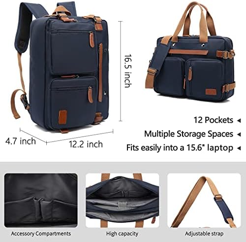 Petite Simone 3 em 1 laptop mochila, sacos de computador de 15,6 polegadas para homens, mochila de trabalho para homens, pasta resistente