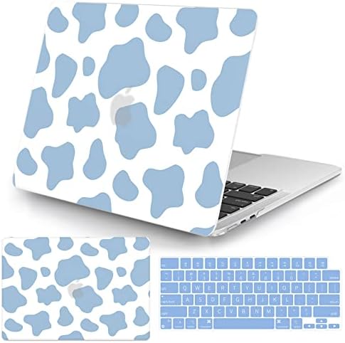 Sesok Compatível com o novo MacBook Air 13,6 polegadas estojo 2022 Liberação A2681 M2 CHIP COM RETINA LIQUIDA E ID TOUCH, Tampa de concha dura de plástico de vaca fofa Tampa de concha e teclado, azul