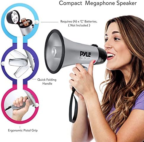Pyle portátil megaphone Sirene Bullhorn - Compact e bateria operada com 20 watts Power, pmp23sl pmp21blbl megaphone