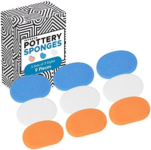[9 pacote] Pottery Sponge - 3 conjuntos de 3 densidades - esponjas de arte para pintura e modelagem de argila - Ferramentas e suprimentos de cerâmica - Costelagem do rim Potter - Art Ceramics Paint Sponge Liquid Sculpting Tool