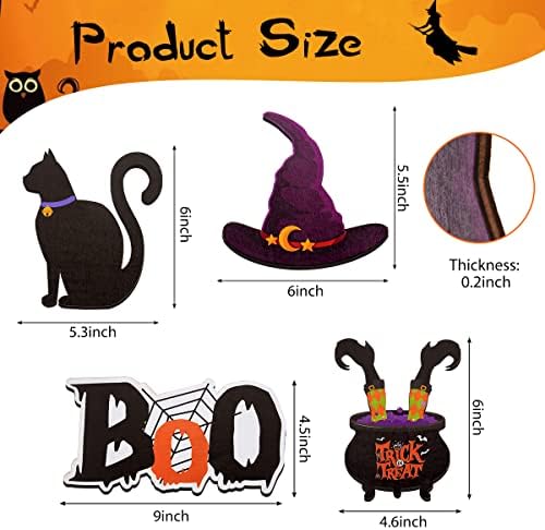 4 peças Halloween Triered Decor de bandeja Chapéu de bruxa gato pendurado truque de vantagem de bruxa ou tratar a decoração