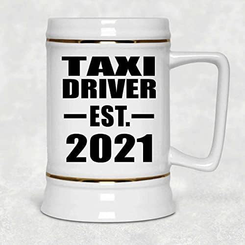 Projeta o motorista de táxi estabelecido est. 2021, caneca de 22 onças de caneca de tanque de cerâmica de cerveja