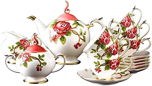 Conjunto Ytyzc 15pc, conjunto de vaso de cafeteira de porcelana com relevo, prato de design de coroa de prato, conjunto
