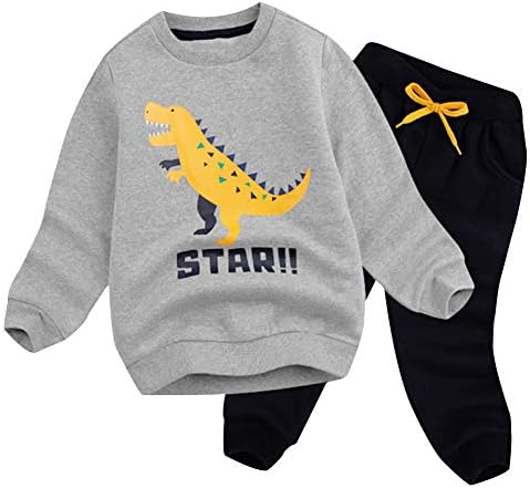 Bomdeals Cute desenho animado Pentáculo Dinosaur Baby meninos de manga longa e roupas de calça