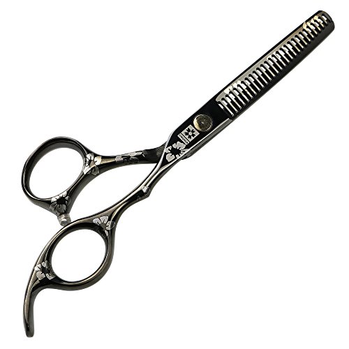 Fomalhhaut Black Titanium Profissional Hair Scissors, Tesoura de cabelo de aço 440c de 5,5 polegadas, tesoura de barbeiro, tesoura fina, lindas sacolas