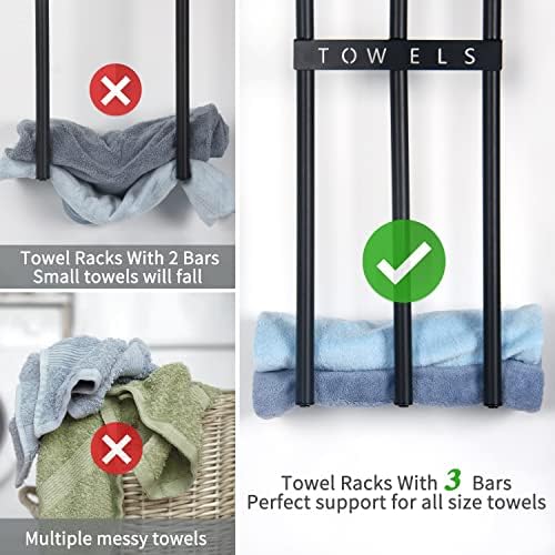 Affogato Toalhas Racks para o banheiro Montado na parede, 3 bar de banheiro de metal suporte para toalhas de banho laminadas, toalhas