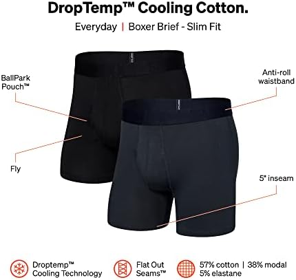 Roupa íntima masculina Saxx - DropTemp RefrigeLing Cotton Boxer Brief Fly 2pk com suporte de bolsa embutido - roupas íntimas para homens