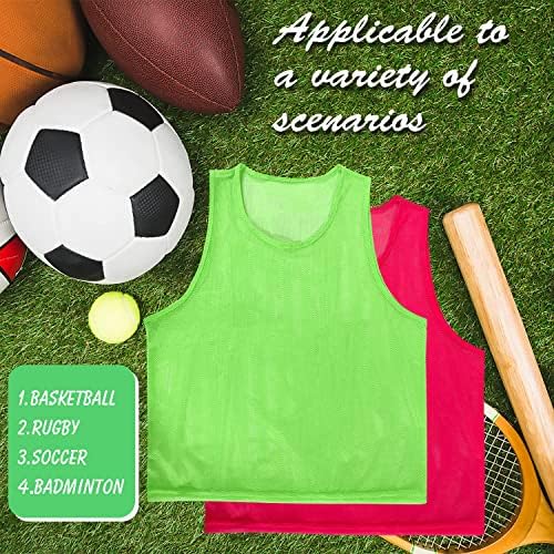 ILOT Queyries Adult-Youth Soccer Jersey Scrimmage Treining Colet for Men Sports Basketball, Soccer, Rose & Green