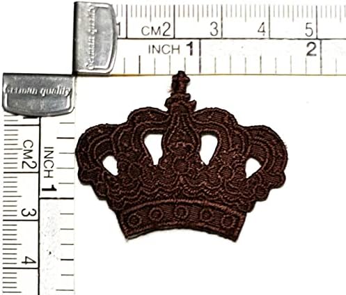 Kleenplus mini coroa marrom costurar ferro de ferro em remendo apliques artesanal de roupas artesanais Capéu de vestido Jean