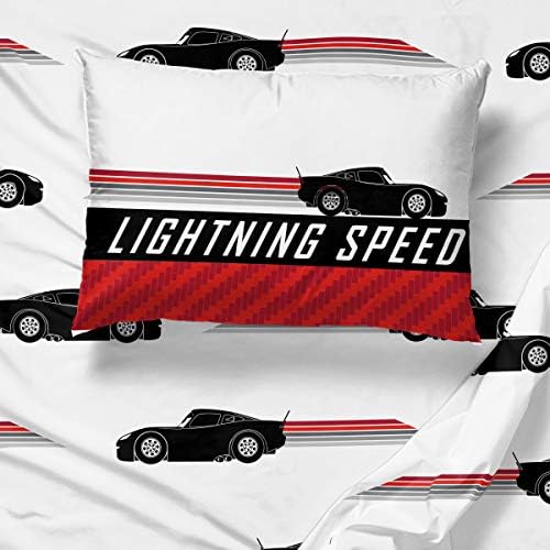 JAY FRANCO Disney Pixar Cars Speed ​​Lighting Speed ​​5 peças Conjunto de cama dupla - Inclui consolador e lençol - Recursos de roupa de cama McQueen - Microfibra de Microfibra Resistente a Fade Super Soft