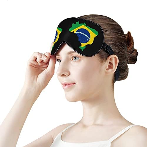 Máscara para os olhos do mapa da bandeira do Brasil para Blackout Night Blackout com cinta ajustável para homens Mulheres viagens de ioga na soneca