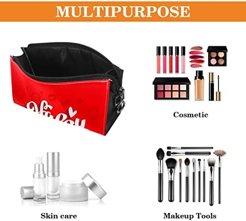Tbouobt Gifts for Men Mulheres Bolsa de maquiagem bolsa de higiene pessoal Pequenos sacos de cosméticos, Feliz Dia dos Namorados Vermelho