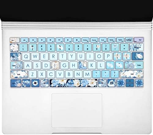 Cappa do teclado de silicone para a pele do Microsoft Surface Laptop 3 13.5 e 15 2019 Lançado/Microsoft Surface Book 3 13.5 e 15, Protetor de teclado com impressão fofa, layout dos EUA, peony