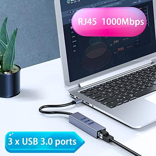 Adaptador de Ethernet USB 3.0 para Gigabit, Garogyi 3 -Port USB 3.0 Hub com RJ45 10/10/1000Mbps Adaptador de rede
