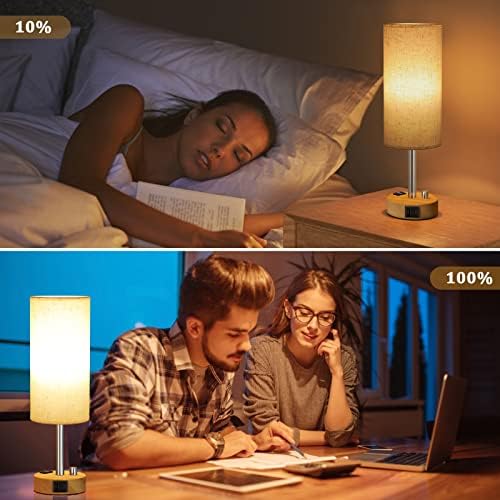 Lâmpada de cabeceira com tomada de porto USB - Soild Wood Menable Table Lamp for Bedroom DimightSland, Pequena cama