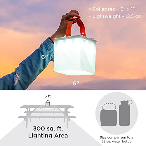 Luminaid 2 -in -1 lanterna de acampamento solar e carregador de telefone - lâmpada de LED inflável para acampar, caminhadas e viagens - luz de emergência para quedas de energia, furacão, kits de sobrevivência - como visto no tanque de tubarão