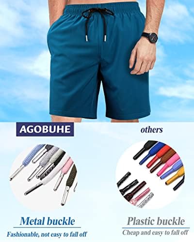 Agobuhe Mens Swim Turncos de natação shorts com revestimento de compressão shorts de natação seca rápida com bolsos de revestimento