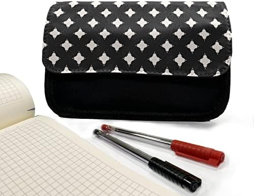 Caixa de lápis de geometria abstrata de Ambesonne, estrela do estilo Grunge, Saco de lápis de caneta com zíper duplo, 8,5 x 5,5,