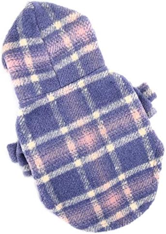 Casaco de lã xadrez selmai para cães pequenos gatos jaqueta com capuz à prova de vento quente quihuahua puppy cuppy meninas pet roupas de estimação outono clima frio usando xl roxo ao ar livre
