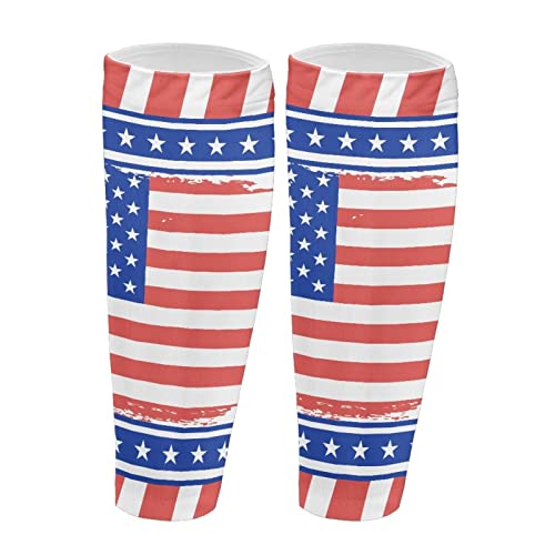Suobstales American Flag Prind Mangas da perna compressão Para homens, Mangas elásticas de perna anti-deslizamento para ciclismo de futebol de basquete, S