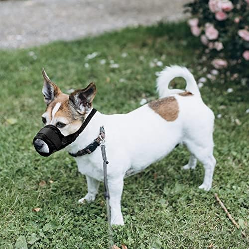 Yaodhaod nylon malha de cão respirável na boca, focinho de cachorro de ajuste rápido com tiras ajustáveis, cobertura da boca de animais de estimação, para evitar morder e gritar para evitar a alimentação acidental