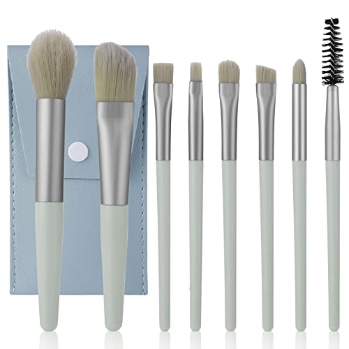 Pincéis de maquiagem Wllhyf 8 PCs Definir mini kit de escova de maquiagem portátil com fundação em pó de bolsa Centers Centers macios Cosméticos Brush de sombra para mulheres viagens