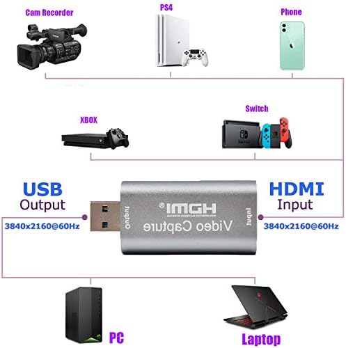 Cartões de captura de vídeo winkoox, cartão de link de 4k Cam HDMI para USB 3.0, gravar em dispositivos de captura de came de ação