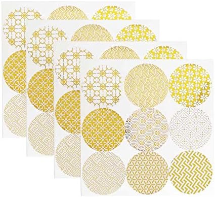 12 folhas de folhas decorativas de selo de envelopes de círculo de ouro