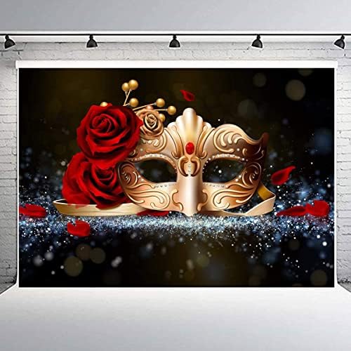 Cenários de festas de máscaras máscara de ouro de rosa vermelha para fiesta mardi gras gras dança foto de fundo de border birthda