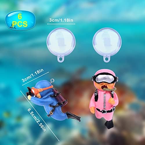 Decorações de Aiex Fish Tank Diver, 6 PCs Decoração de tanques de peixes flutuantes Acessórios para aquários flutuantes Divertido aquário com bolas flutuantes de decoração de aquário de mergulhador fofo