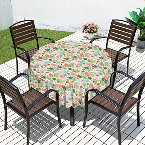 Padrão de flamingo Toelas de mesa redondas, tecido impermeável decorativo, roupas de mesa reutilizáveis ​​duráveis, resistência a rugas à prova de derramamento para a cozinha Aniversário de acampamento de casamento