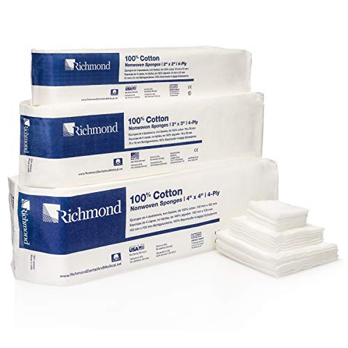Richmond Dental & Medical 300631 2 x 2 algodão não tecido, 4-Ply,