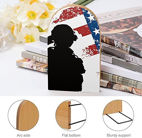 Saudando o Livro dos Soldados dos EUA para as prateleiras Holdren Booknds Holder for Heavy Books Divider Modern Decorative 1