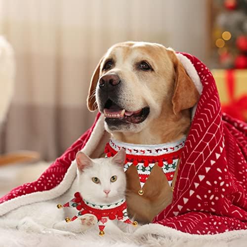 Colar de cachorro de Natal Uniqued com sinos, roupa de fantasia de gato fofo adorável colarinho de férias bandana para