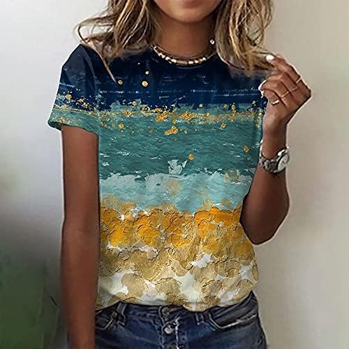 Tops de verão fofos para mulheres blusas gráficas vintage Tees de manga curta paisagem estampa floral o-deco