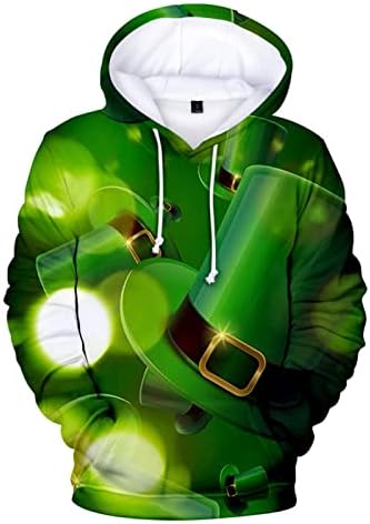 Dudubaby Saint Patricks Capuz do dia para homens Presentes engraçados TIY Dye 3D Graphic Lightwustring Capuz de poliéster