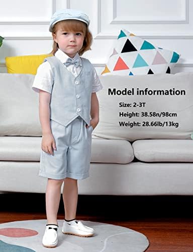 A&J Design Baby & Toddler Boys Terno, camisa 4pcs de roupa e shorts & colete e chapéu