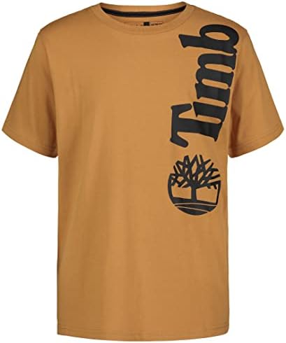 T-shirt de gola gráfica de manga curta de meninos de meninos de Timberland