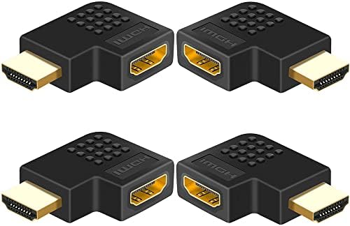 WarmStor 4 Pack HDMI 90 e 270 graus adaptador, ângulo reto HDMI masculino para fêmea adaptadora plana vertical Hdmi L Forma Extender