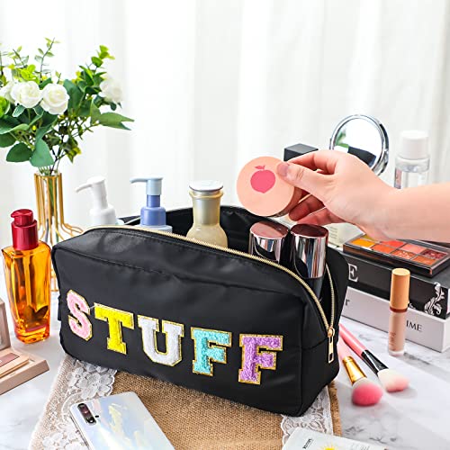 4 PCS Preppy Mama Makeup Bag bolsa de bebê Preppy Patch Stuff Stuches Sagão de maquiagem com zíper à prova d'água Bolsa cosmética