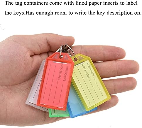 Tags de etiqueta de chave de plástico do hahiyo com cartão de informações sobre anel dividido ajuda ajuda organizada identificar