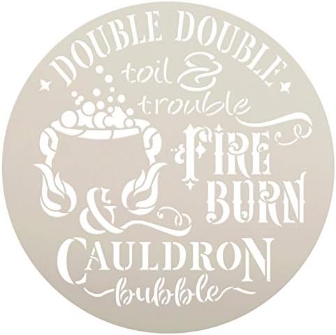 Double Lut & Trouble Stêncil com bolha de caldeirão por Studior12 | DIY Halloween Witch Quote Home Decor | Artesanato
