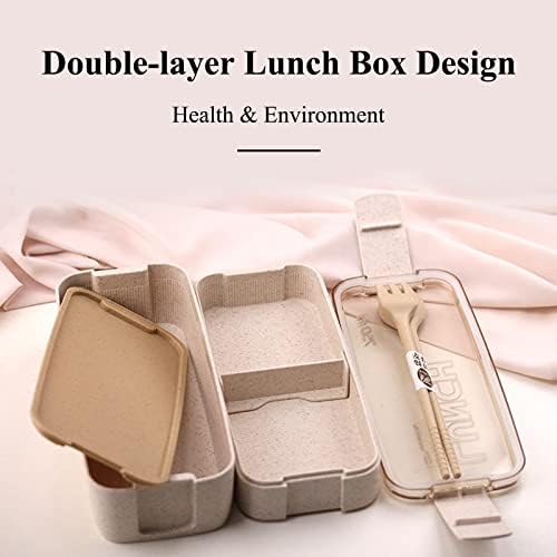 Lancheira para adultos da Bento Box Bento, de duas camadas, lancheiras empilháveis ​​à prova de vazamentos com talheres, lancheiras