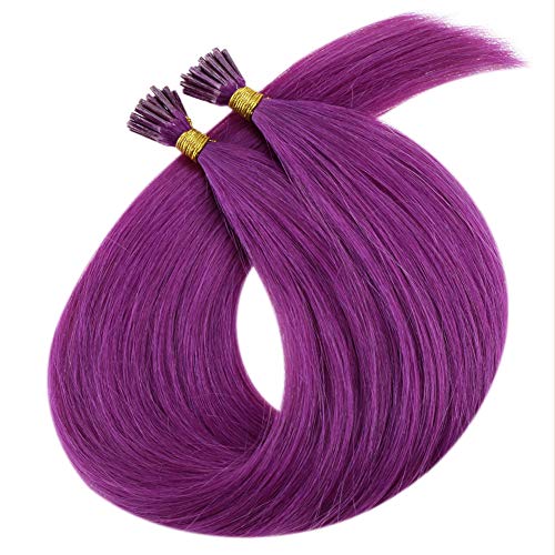 Ofertas especiais: fita adesiva de cabelos para cabelos humanos fita rosa clara em extensões 14 polegadas 20g e roxo i ponta Extensões de cabelo humano Cabelo humano 14 polegadas Cabelo