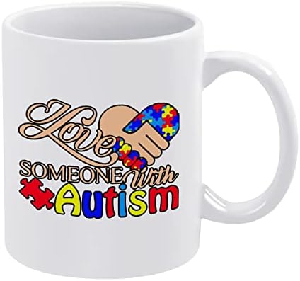 Eu amo alguém com autismo imprimir caneca cafeteira cofler de café xícara de chá de chá engraçado com design de logotipo para
