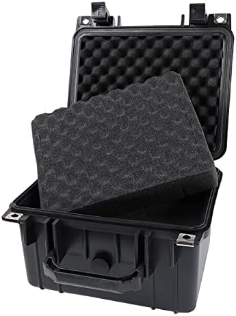 Tactical45 Caixa de plástico com espuma preto de transporte rígido 10,6 x 9,7 x 6,9 polegadas de caixa acolchoada